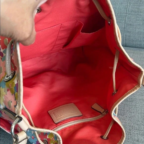 COACH Peyton Floral Print Coated Canvas Bucket Bag 17”x13”x5” - Picture 8 of 17